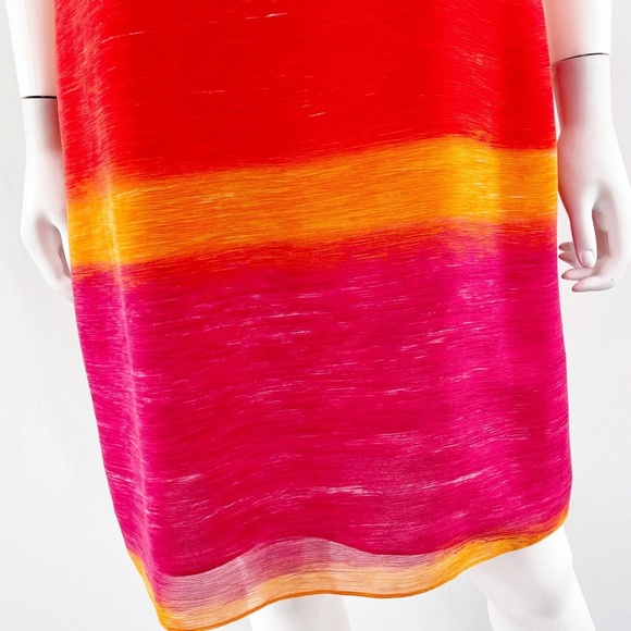 Emanuel Ungaro Liberte Orange Sleeveless Sheath Dress Size 8P Colorful Chic - Picture 5 of 9